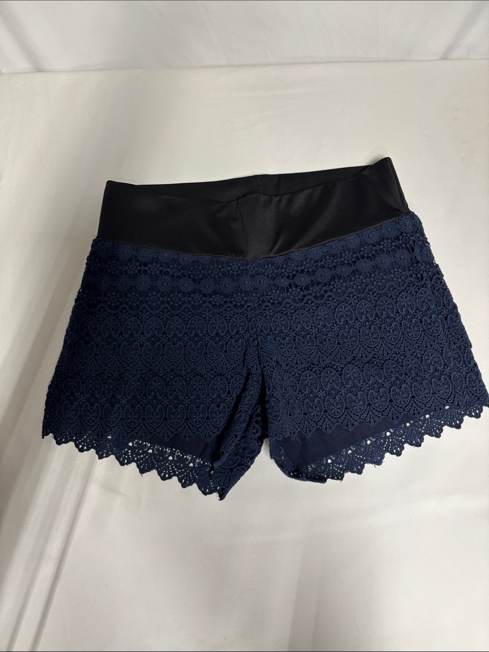 LOFT Navy Crochet Lace Shorts Size 6 Scalloped Hem